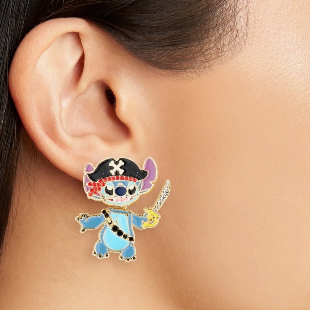 Disney X Baublebar Stitch Dressed As A Pirate Dangle Halloween Stud Earrings - Picture 2 of 6